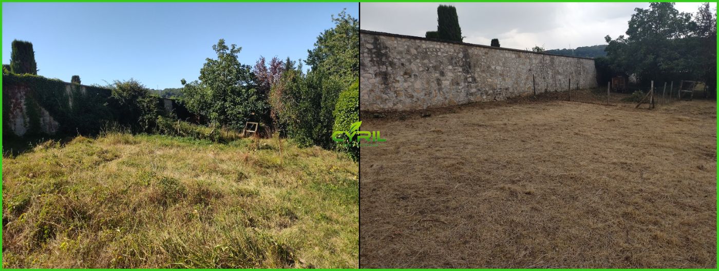 Chantier de Débroussaillage réalisé à Figeac par CYRIL Vert Services, paysagiste du réseau Factotum