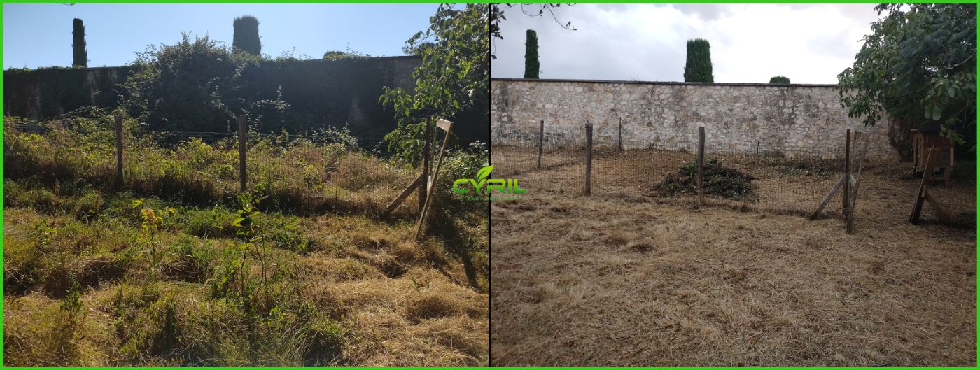 Chantier de Débroussaillage réalisé à Figeac par CYRIL Vert Services, paysagiste du réseau Factotum