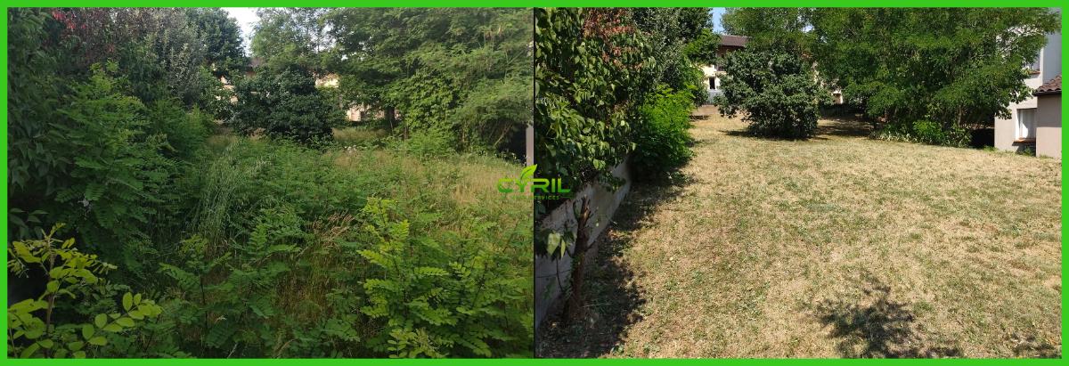Chantier d'entretien de jardin réalisé par CYRIL Vert Services, paysagiste du réseau Factotum, près de Assier