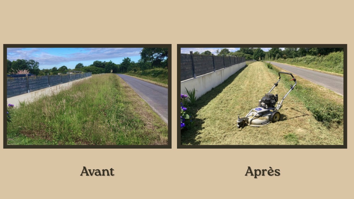 Chantier d'entretien de jardin réalisé par François LANOË Pro, paysagiste du réseau Factotum, près de Châteaubriant
