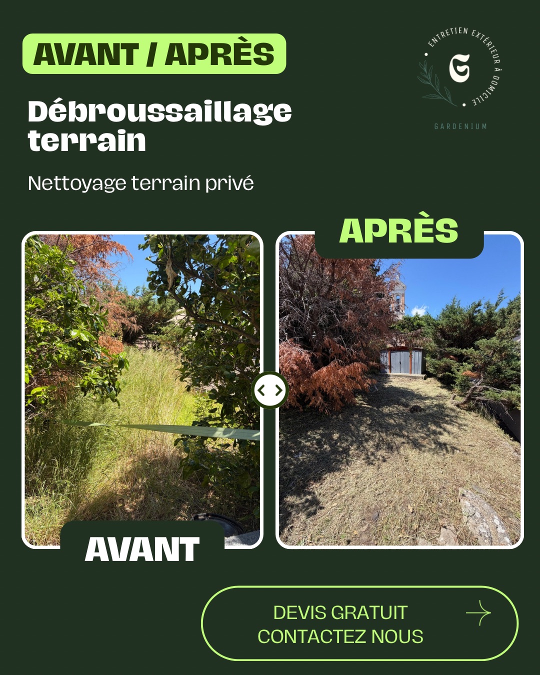Chantier d'entretien de jardin réalisé par Gardenium, paysagiste du réseau Factotum, près de Borgo