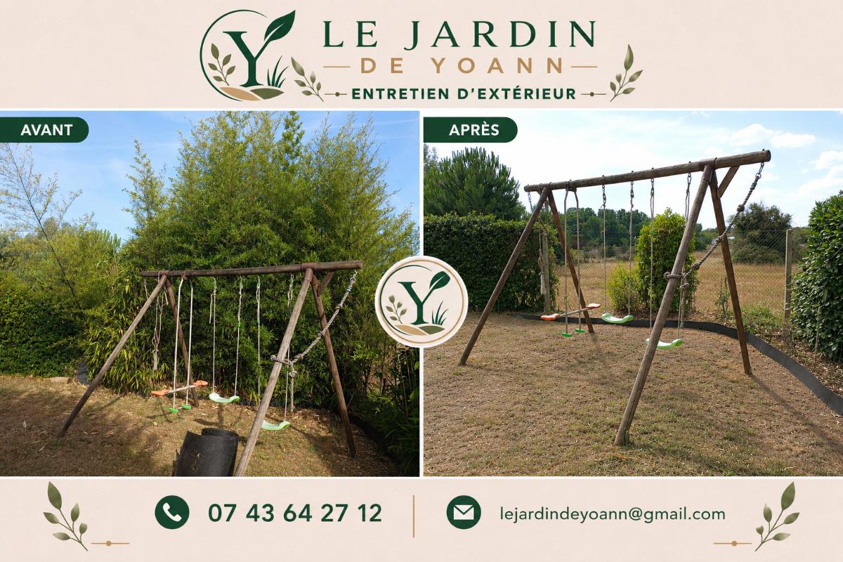 Chantier d'entretien de jardin réalisé par Le Jardin de Yoann, paysagiste du réseau Factotum, près de Les Billaux
